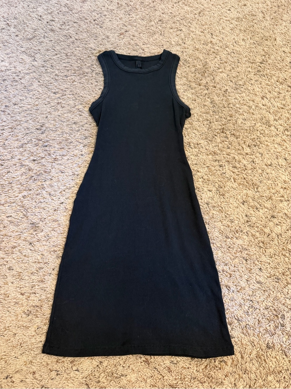 SKIMS Black Ribbed Tank Midi Dress